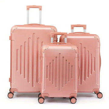 3pcs Pink Luggage with Corner Protectors