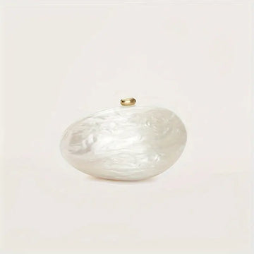 Egg Shape Pearl White Clutch Bag