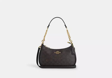 COACH Women's Teri Shoulder Bag Signature Canvas CV933 - Gold/Walnut/Black