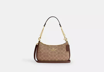 COACH Women's Teri Shoulder Bag Signature Canvas CV933 - Gold/Tan/Brown