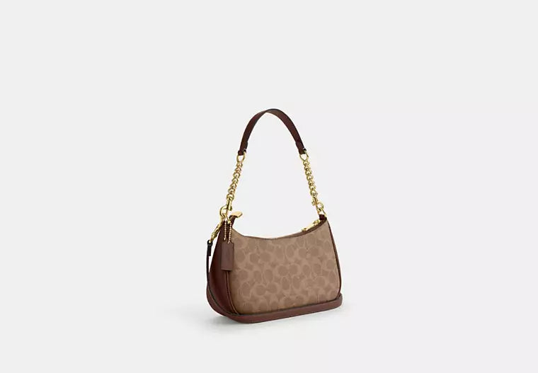 COACH Women's Teri Shoulder Bag Signature Canvas CV933 - Gold/Tan/Brown