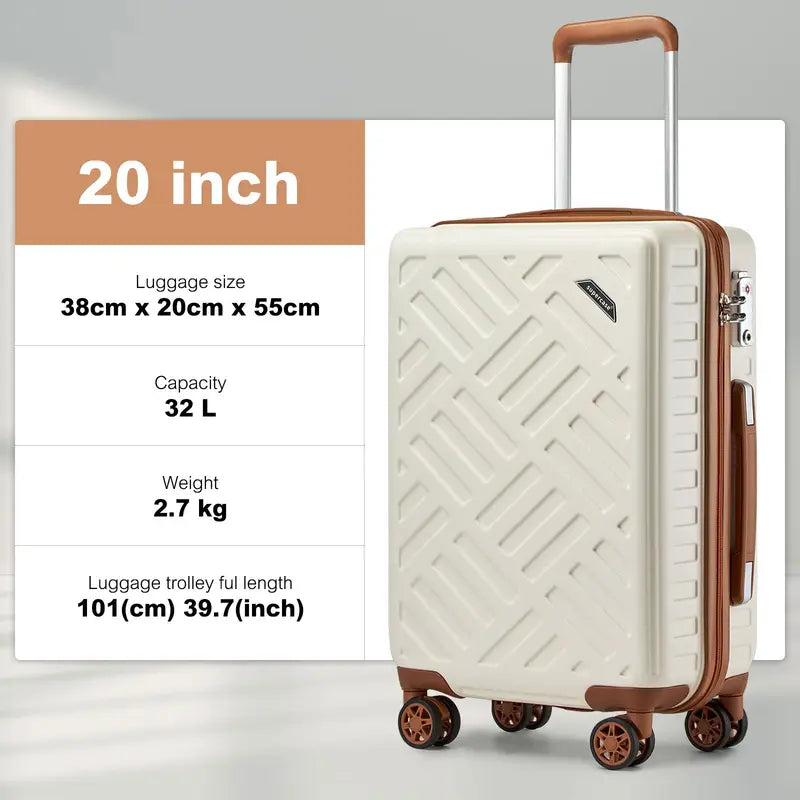 White 20 Inch Hard Shell Suitcase